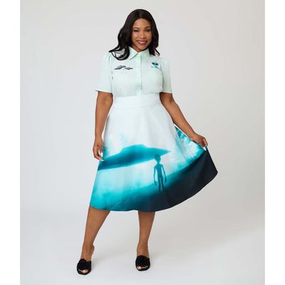 Unique Vintage Unique Vintage Plus Size Retro Style High Waist Vivien Swing Skirt