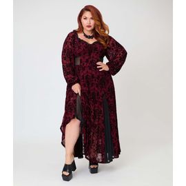 Unique Vintage Unique Vintage Plus Size Sheer Spiderweb Godet Maxi Dress