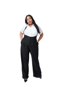 Unique Vintage Unique Vintage Plus Size Thelma High Waist Suspender Pants