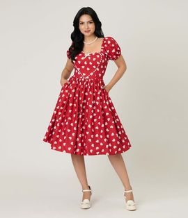 Unique Vintage Unique Vintage Puff Sleeve Sweetheart Fit & Flare Dress