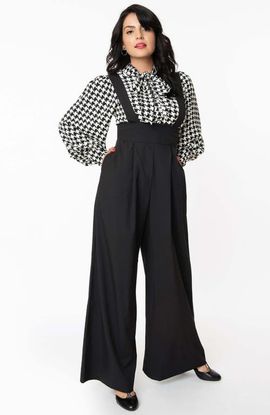 Unique Vintage Unique Vintage Wide Leg Rochelle Suspender Pants