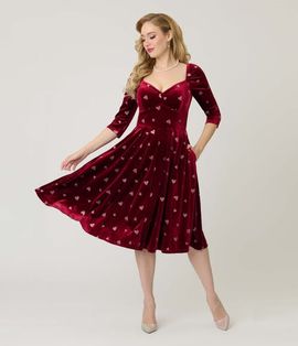 Unique Vintage Unique Vintage Woven Sweetheart Neckline Lamar Swing Dress