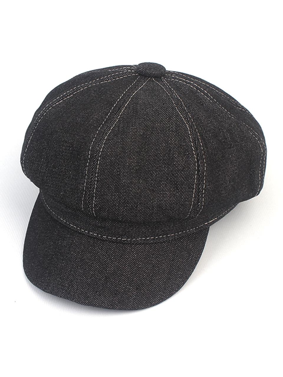 Universal chemistry Stitch Denim Newsboy Cap [Black]