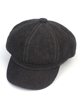 Universal chemistry Stitch Denim Newsboy Cap [Black]