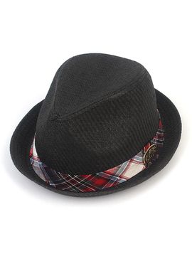 Universal chemistry Very Short Check Line Summer Fedora [Black]