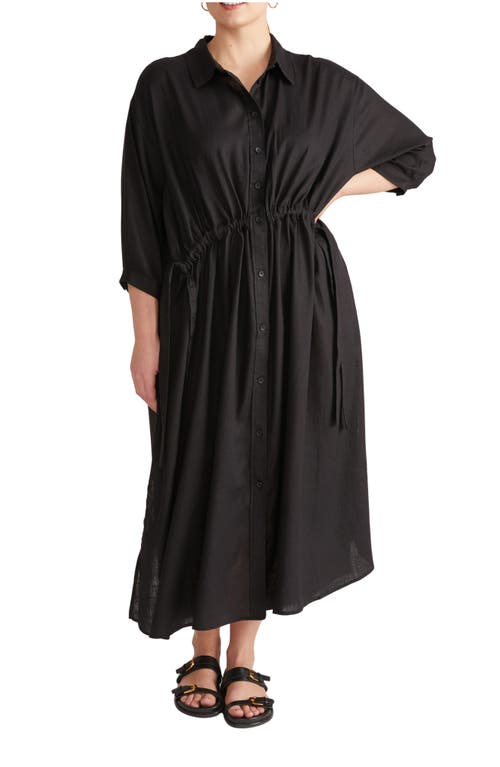 Universal Standard Universal Standard Drawstring Waist Button-Up Linen Blend Shirtdress