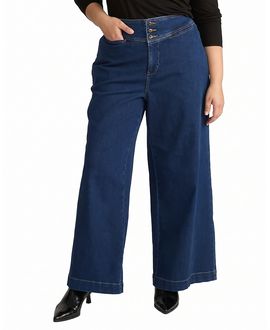 Universal Standard Universal Standard Women's Plus Charlie High Rise Sailor Jeans in Buffalo Blue Wash