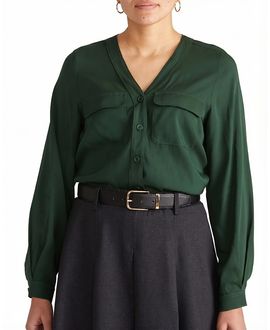 Universal Standard Universal Standard Women's Plus Cooling Stretch Cupro Button-Down Blouse