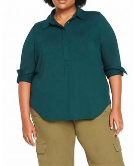 Universal Standard Universal Standard Women's Plus Elbe Popover Liquid Jersey Shirt Classic Fit