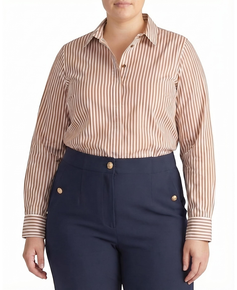 Universal Standard Universal Standard Women's Plus Elbe Popover Stretch Poplin Shirt Classic Fit