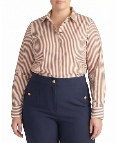 Universal Standard Universal Standard Women's Plus Elbe Popover Stretch Poplin Shirt Classic Fit