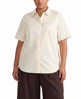Universal Standard Universal Standard Women's Plus Elbe Stretch Poplin Short Sleeve Shirt
