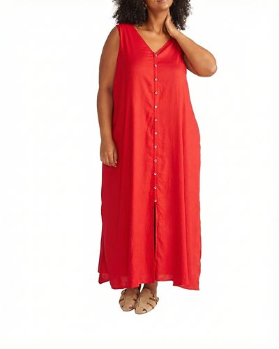 Universal Standard Universal Standard Women's Plus Islet Button-Down Linen Maxi Dress