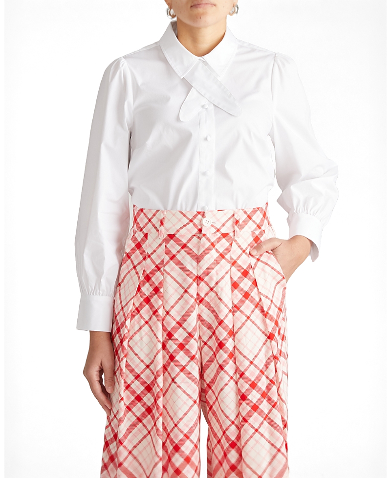 Universal Standard Universal Standard Women's Plus Janet Tie-Neck Cotton Poplin Shirt