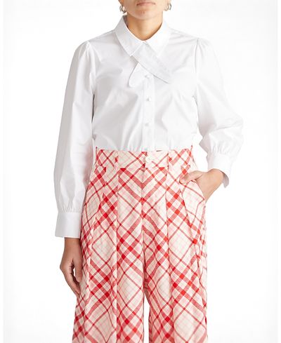Universal Standard Universal Standard Women's Plus Janet Tie-Neck Cotton Poplin Shirt