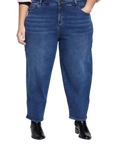 Universal Standard Universal Standard Women's Plus Lou High Rise Barrel Leg Jeans in Blue Wash