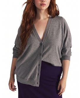 Universal Standard Universal Standard Women's Plus Savvy Fine Knit V-Neck Cardigan