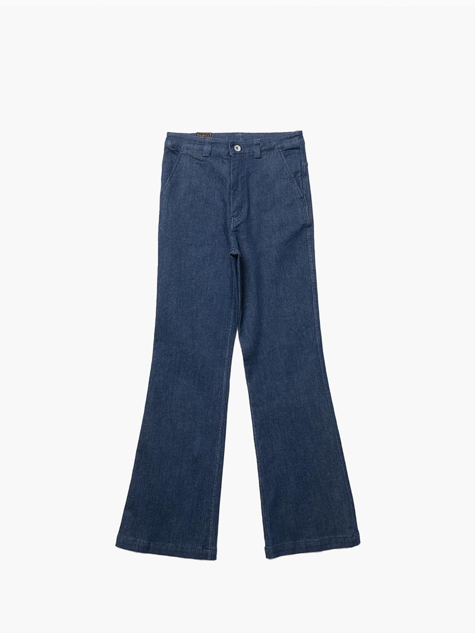UNKNOWN BLUE Boots Cut Stretch Cotton Denim [Navy]