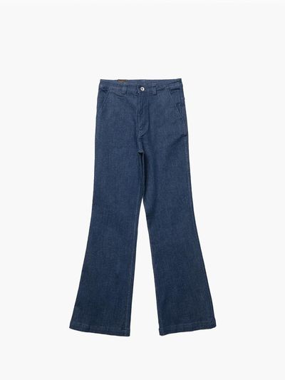 UNKNOWN BLUE Boots Cut Stretch Cotton Denim [Navy]