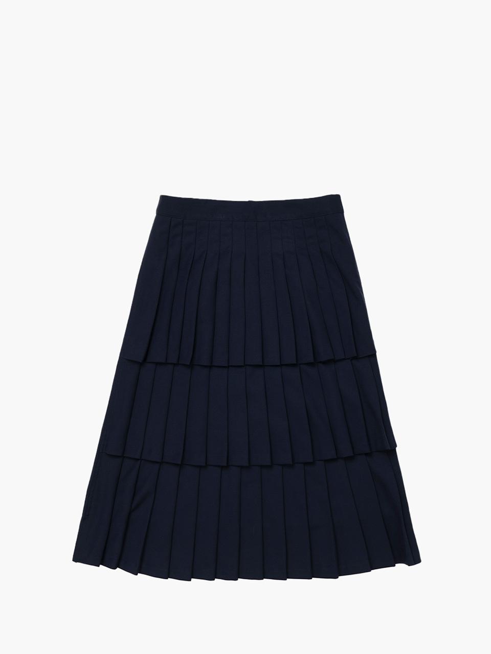 UNKNOWN BLUE Classic Pleated Korean Skirt [Navy]
