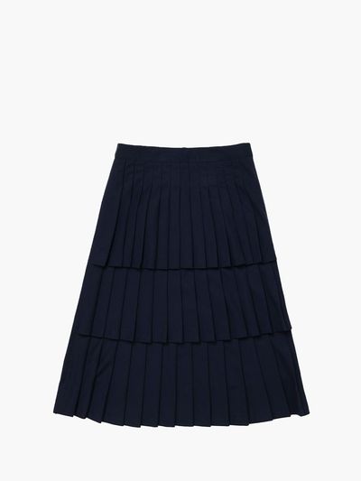 UNKNOWN BLUE Classic Pleated Korean Skirt [Navy]