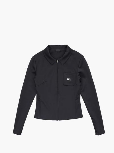UNKNOWN BLUE Creative Uniform Zippered Statement Jacket [BLACK]
