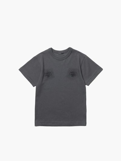 UNKNOWN BLUE Dragon Cat Print Cotton T-shirt [Dark Gray]