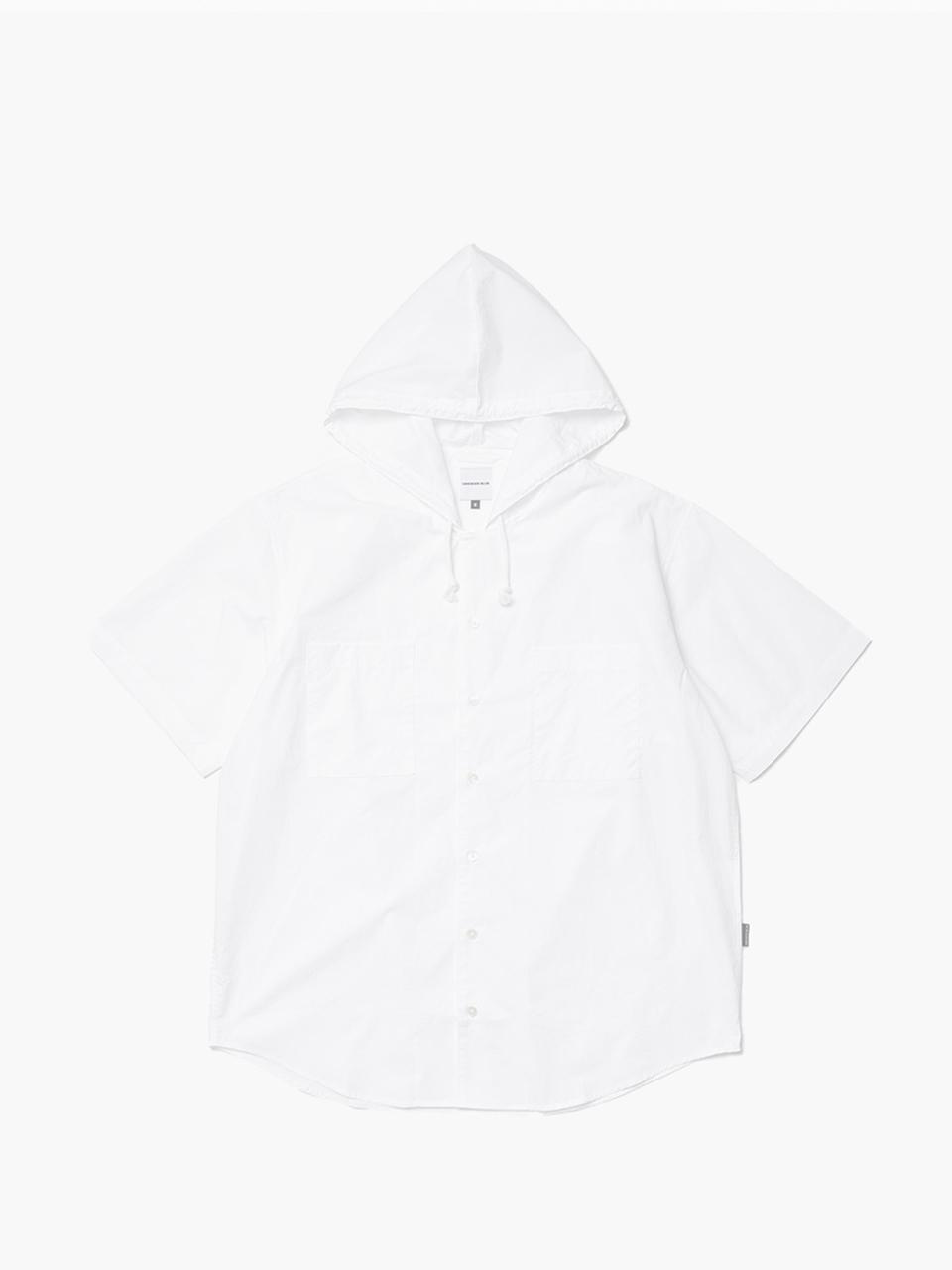 UNKNOWN BLUE Hooded Relaxed Fit Cotton Shirt [Beige]