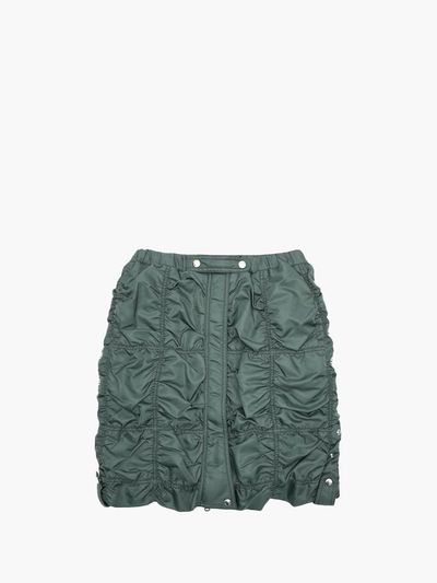 UNKNOWN BLUE Square Shirring Military Nylon Skirt [Khaki]