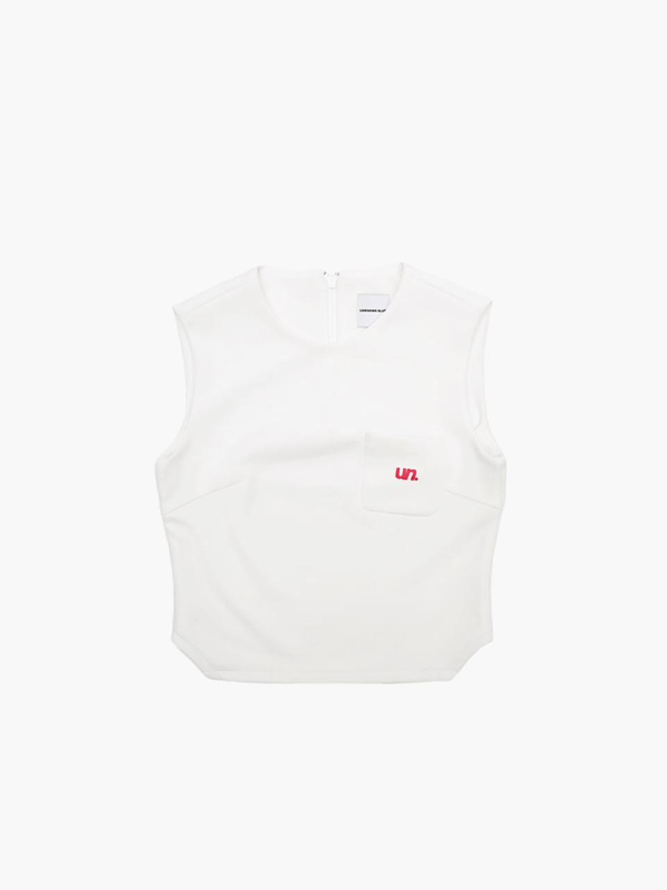 UNKNOWN BLUE Uniform Half-Zipper Logo Vest [Light Beige]