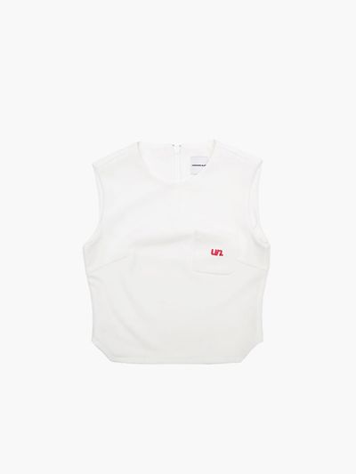 UNKNOWN BLUE Uniform Half-Zipper Logo Vest [Light Beige]