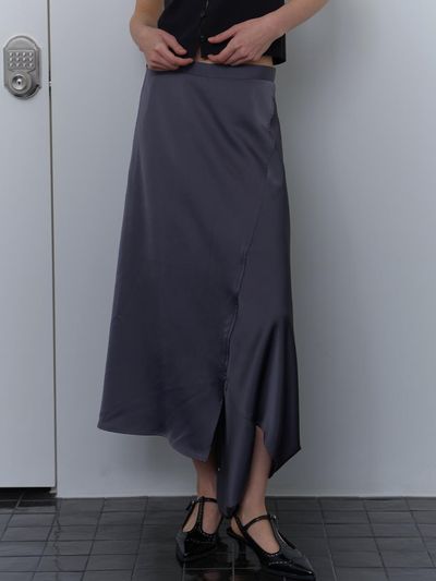 unless BALLON SATIN SKIRT [CHARCOAL]