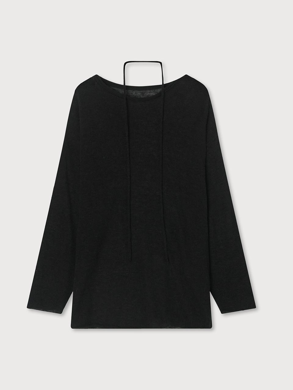 unless BOAT NECK SHEER KNIT SWEATER [BLACK]