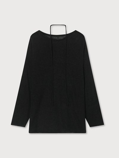 unless BOAT NECK SHEER KNIT SWEATER [BLACK]