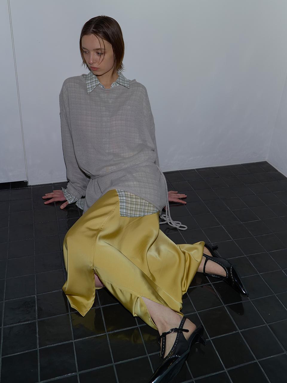 unless CHECK SHEER BLOUSE [GREEN]