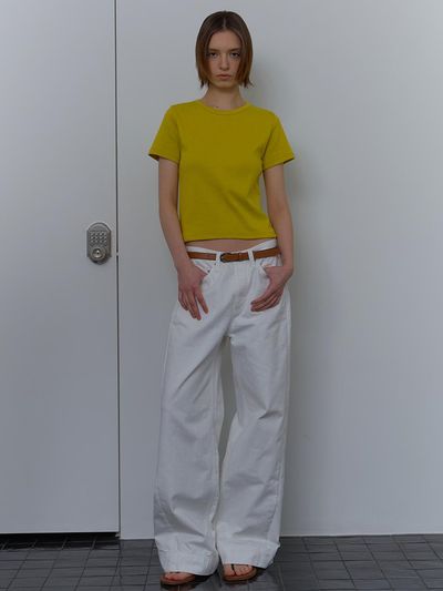 unless CONTRAST STICH DENIM PANTS [WHITE]