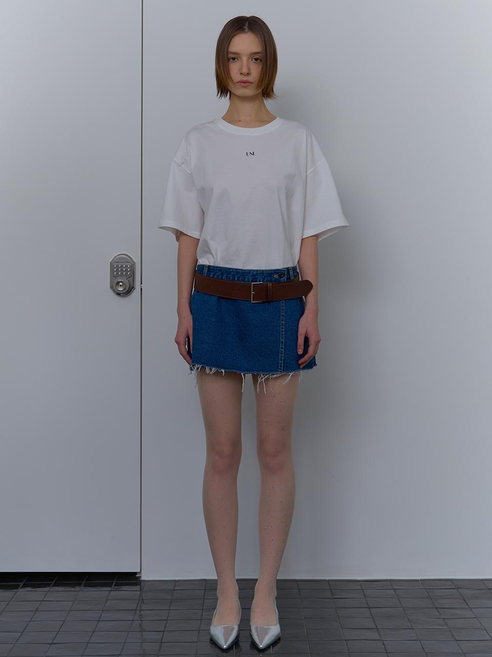 unless LAYERED DENIM WRAP SKIRT [BLUE]