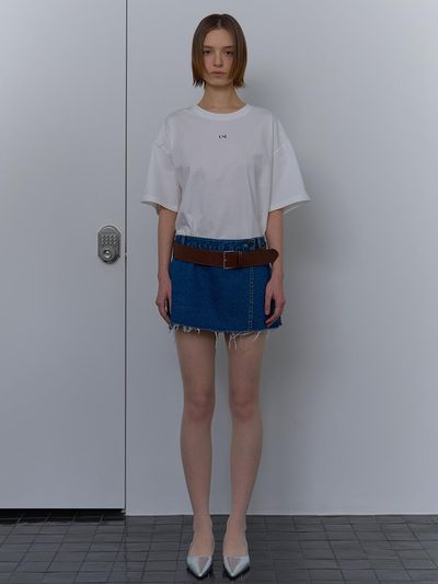 unless LAYERED DENIM WRAP SKIRT [BLUE]