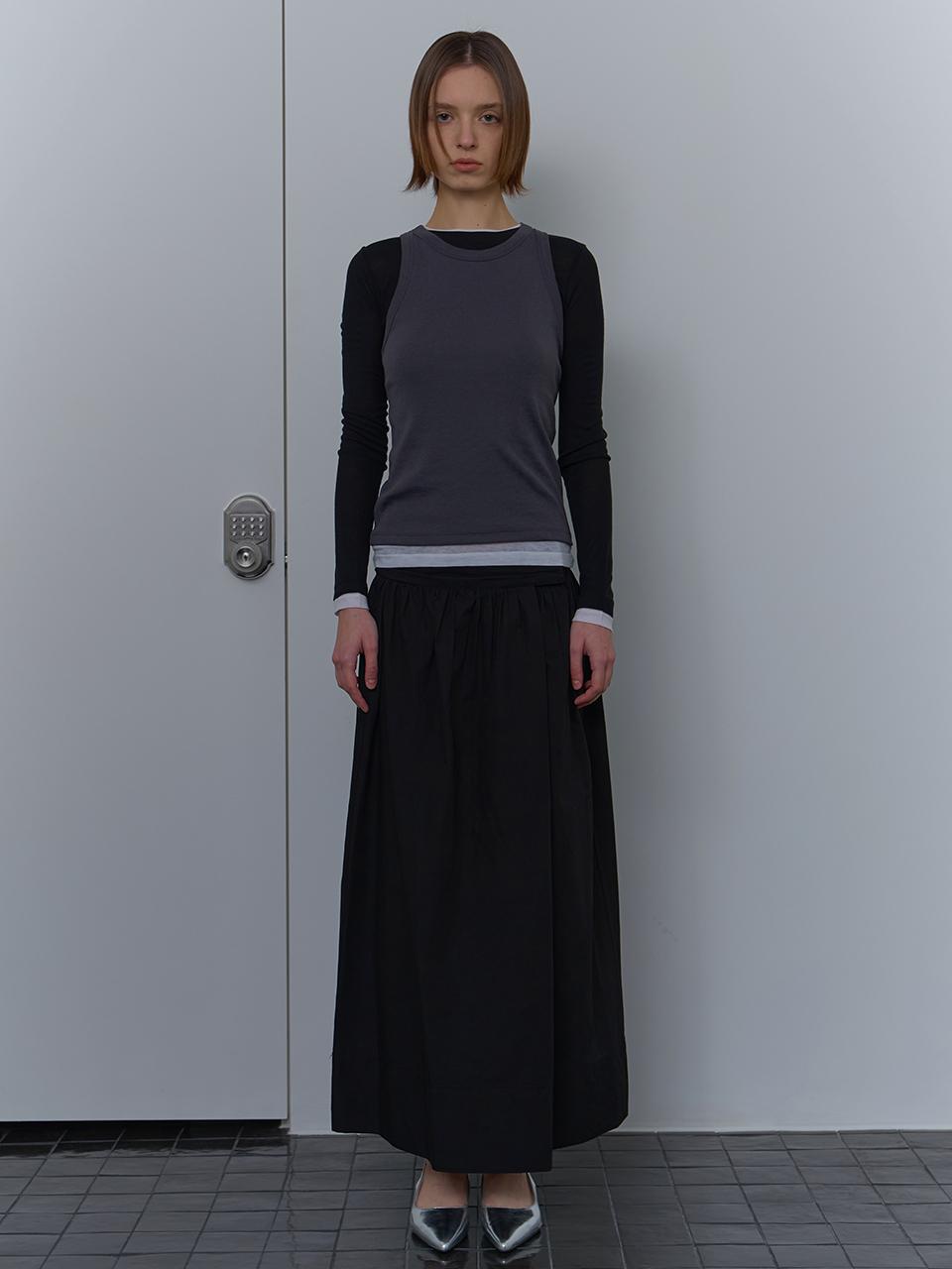 unless SHIRRING LONG SKIRT [BLACK]