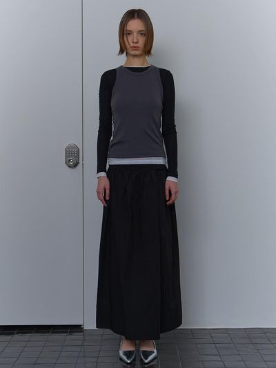 unless SHIRRING LONG SKIRT [BLACK]