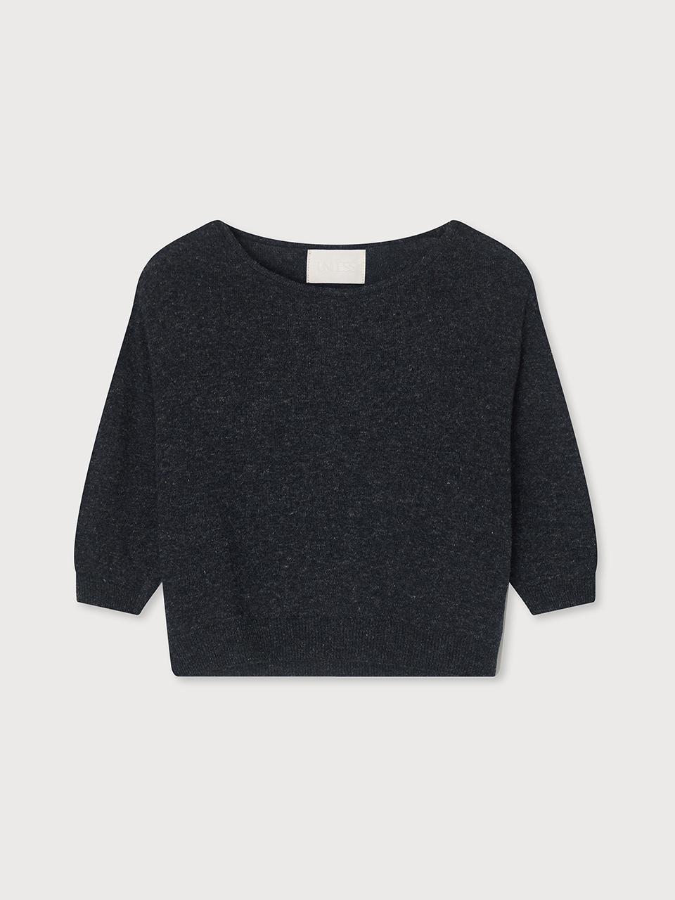 unless U-NECK LINEN WOOL KNIT SWEATER [NAVY]