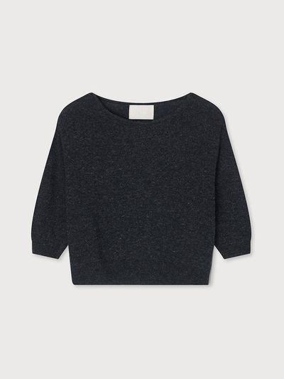 unless U-NECK LINEN WOOL KNIT SWEATER [NAVY]
