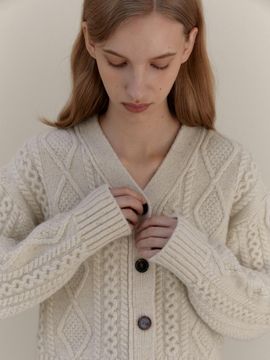 UNNOUT CABLE WOOL KNIT CARDIGAN