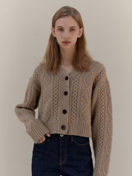 UNNOUT CABLE WOOL KNIT CARDIGAN BEIGE