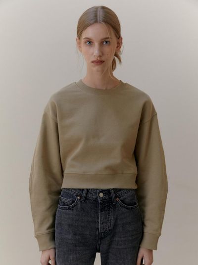 UNNOUT CURVED SLEEVE TERRY SWEATSHIRT SAGE