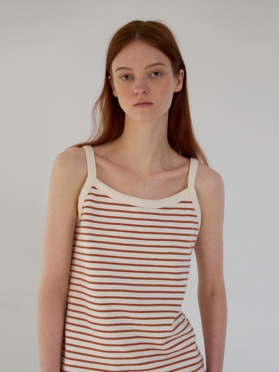 UNNOUT Heavy Gauge Stripe Sleeveless Shirt - Toast
