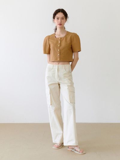 UNNOUT Low Rise Cargo Pants - Ecru