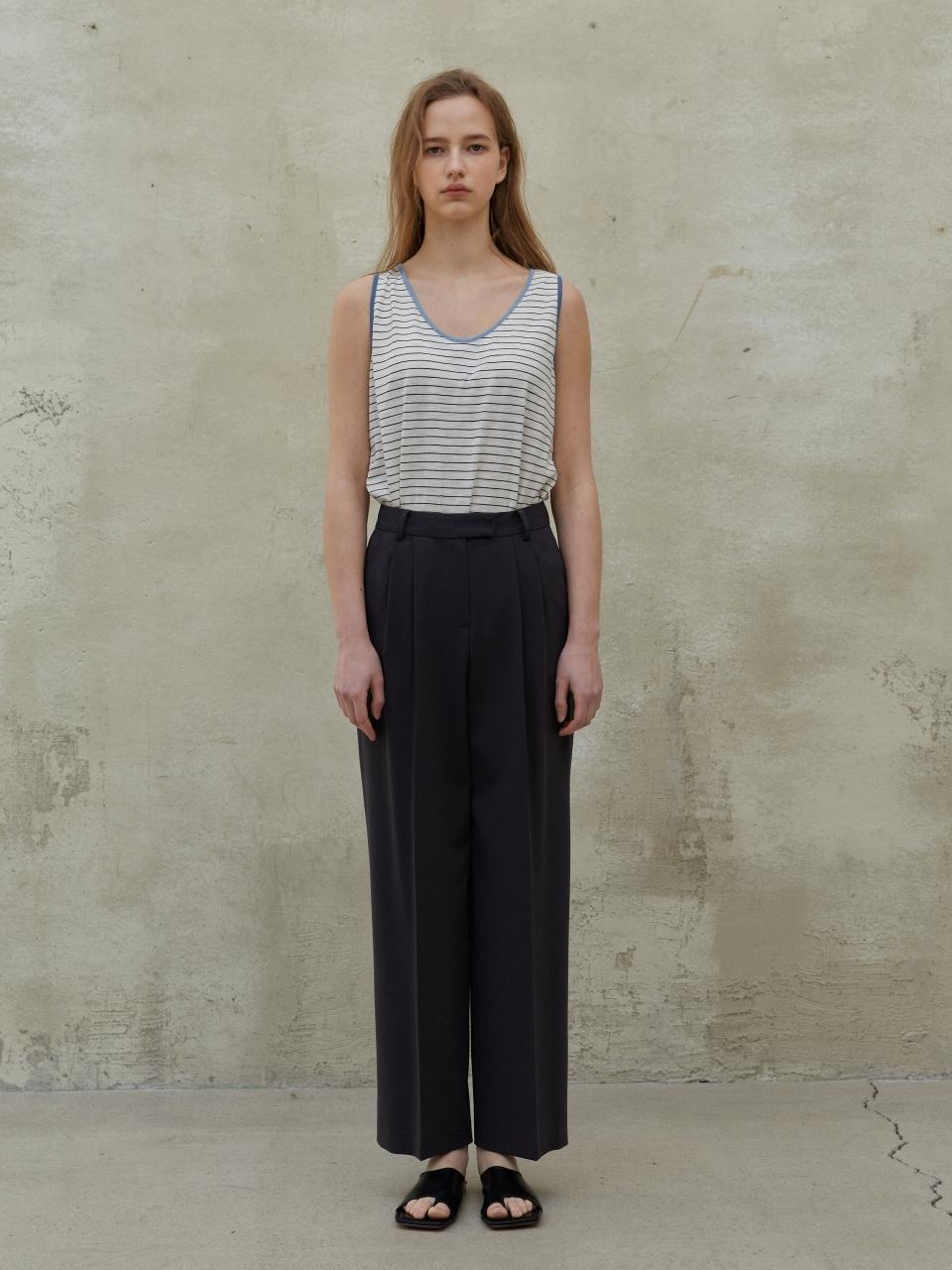 UNNOUT PLAIN WIDE PANTS CHARCOAL