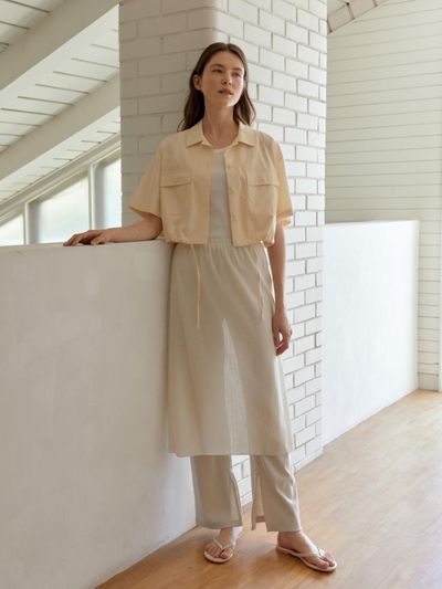 UNNOUT PLEATS LAYERED SKIRT ECRU