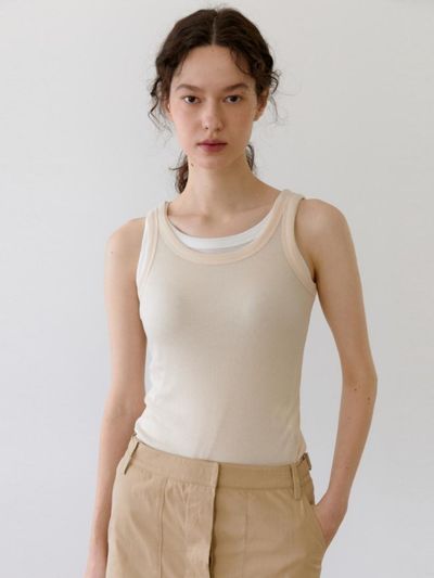 UNNOUT Soft Ribbed Sleeveless Shirt - Beige